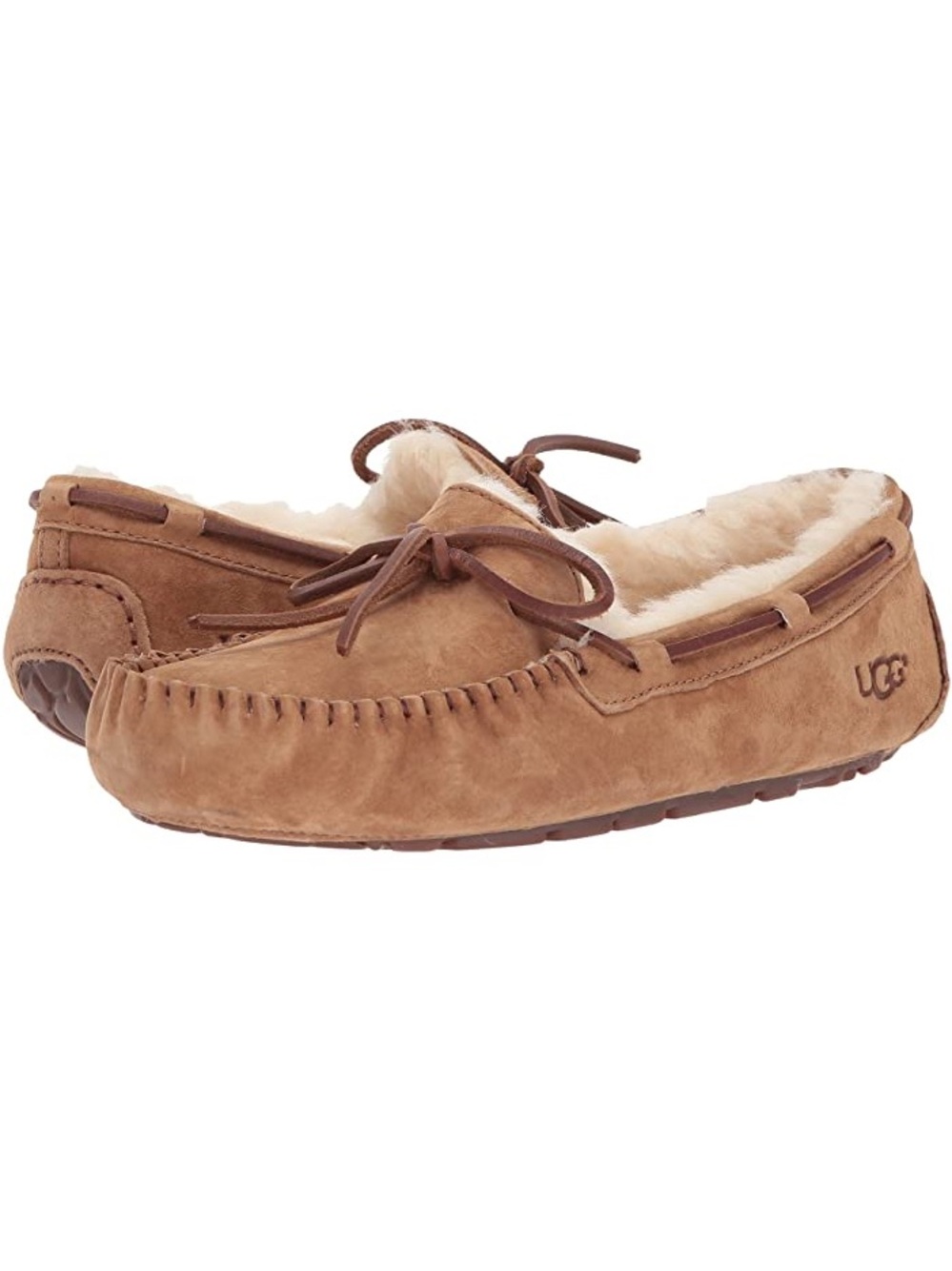 UGG Chestnut Suede Shearling Moccasins